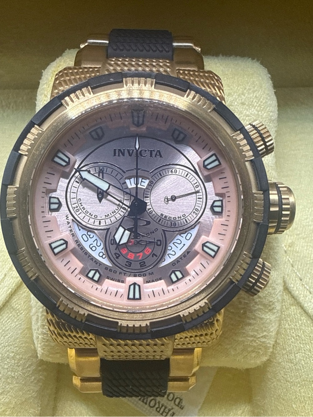 Invicta 80304 Men's Two Tone Steel Bracelet Rose Gold Dial Watch